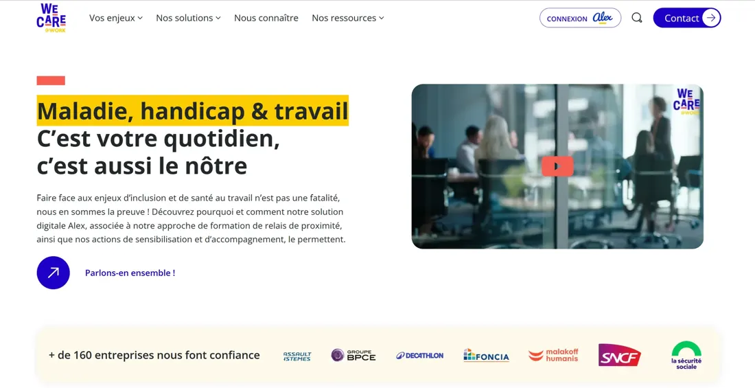 Site internet Wecare@work, réalisation d’Alexandre Cottret